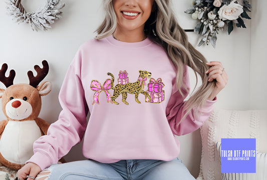 DTF CHEETAH COQUETTE W GIFT & BOWS TRANSFER