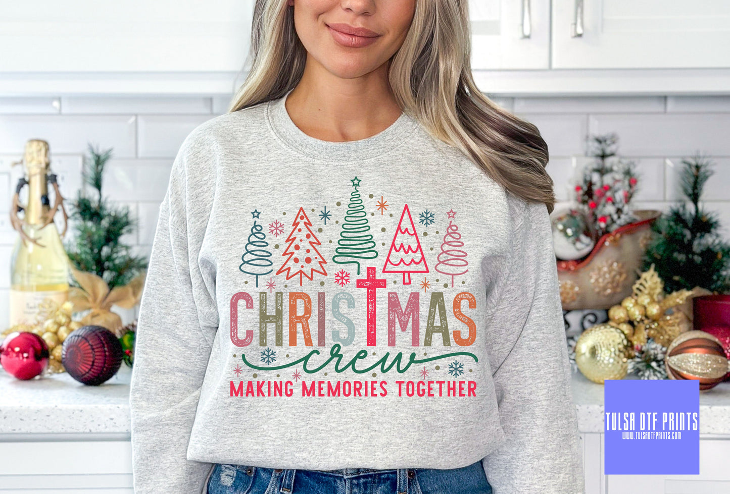 DTF CHRISTMAS CREW MULTICOLOR DOODLE TRANSFER