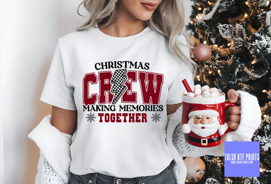 DTF CHRISTMAS CREW RED VARSITY LETTERS TRANSFER