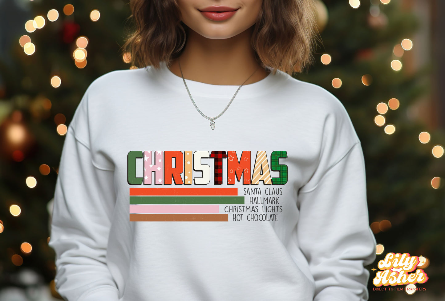 DTF CHRISTMAS LIST COLORFUL TRANSFER