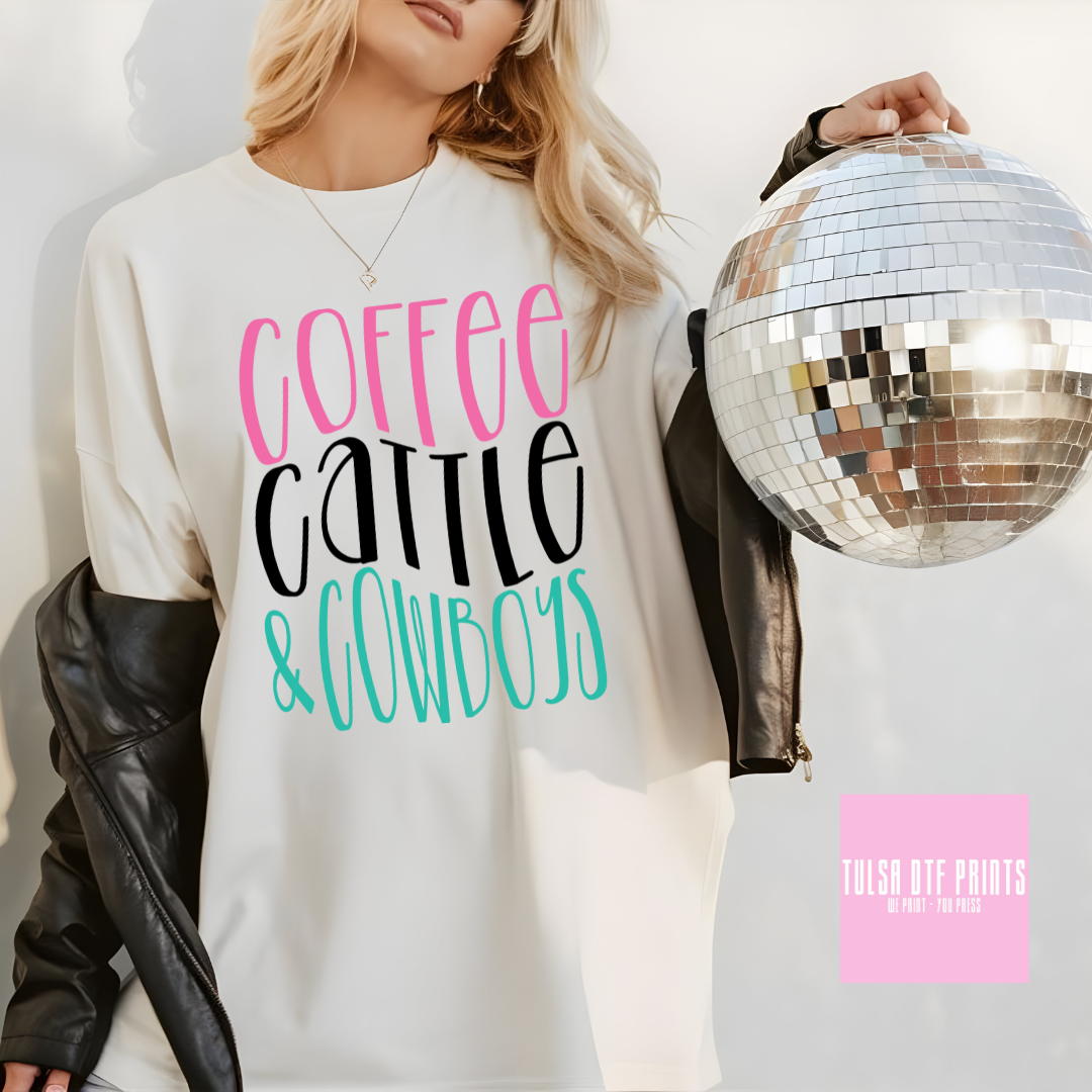 DTF COFFEE CATTLE AND COWBOYS (2 COLORS AVAILABLE) TRANSFER