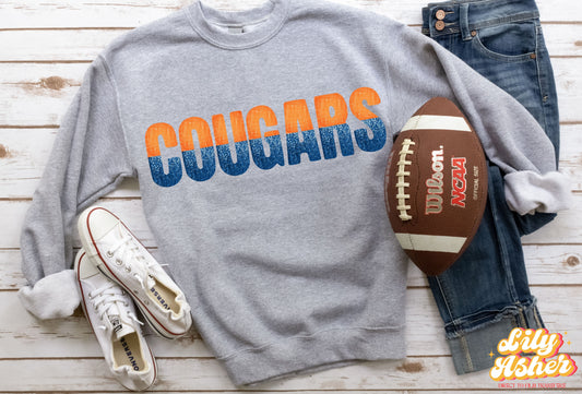 DTF COUGARS ORANGE/BLUE GAME DAY SPLIT DESIGN TRANSFER