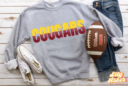 DTF COUGARS YELLOW/MAROON GAME DAY SPLIT DESIGN TRANSFER