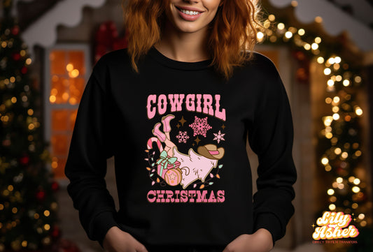 DTF COWGIRL CHRISTMAS IN PINK TRANSFER