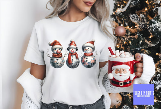 DTF DISCO BALL TRIO SNOWMEN TRANSFER
