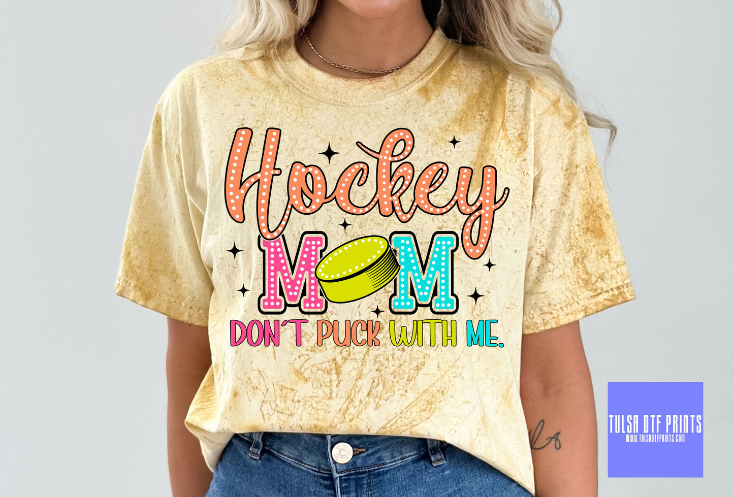 DTF DOODLE LETTER HOCKEY MOM TRANSFER