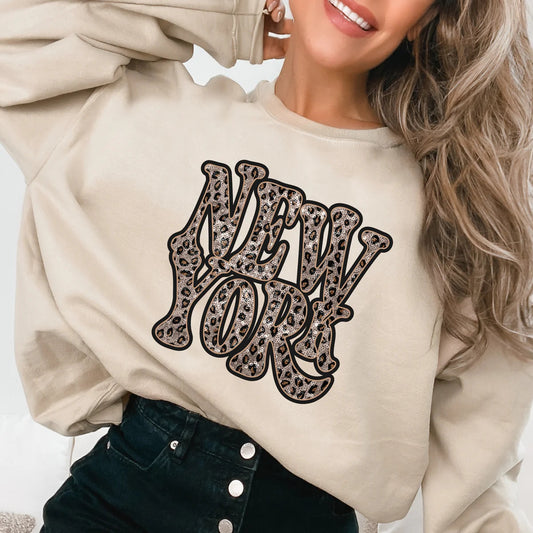 DTF NEW YORK SHADOW OUTLINE LEOPARD TRANSFER
