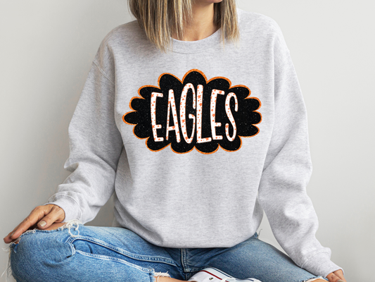 DTF EAGLES ORANGE/BLACK GLITTER CLOUD GAME DAY TRANSFER