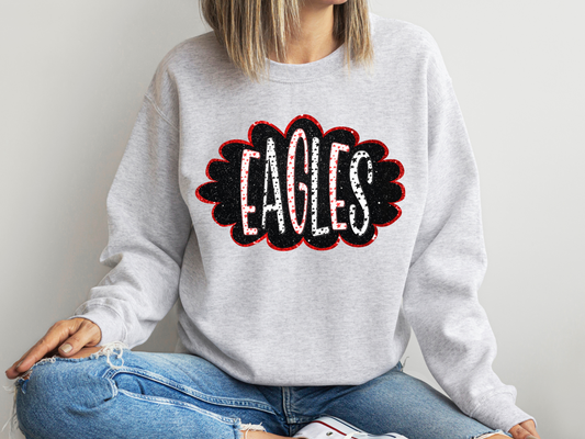 DTF EAGLES RED/BLACK GLITTER CLOUD GAME DAY TRANSFER