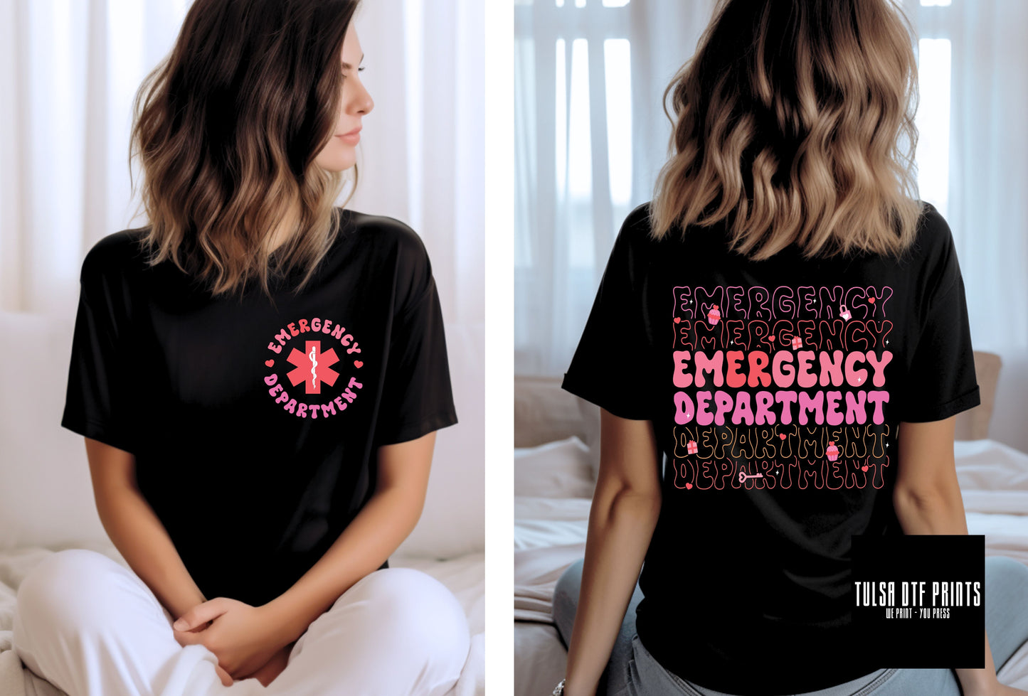 DTF EMERGENCY DEPARTMENT PINK W/ POCKET TRANSFER