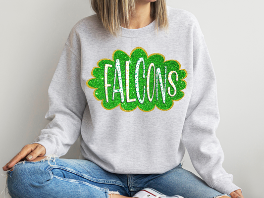 DTF FALCONS GREEN/YELLOW GOLD GLITTER CLOUD GAME DAY TRANSFER