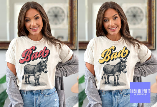 DTF FUNNY BAD ASS DONKEY (4 COLORS AVAIL.) TRANSFER