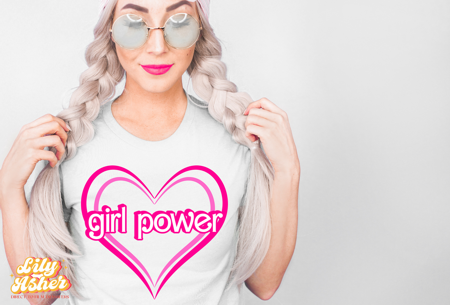 DTF GIRL POWER DOUBLE HEART TRANSFER