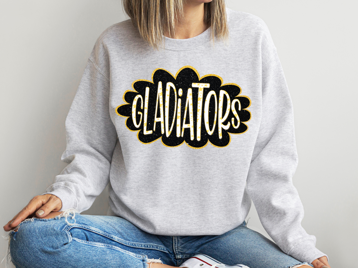 DTF GLADIATORS BLACK/YELLOW GOLD GLITTER CLOUD GAME DAY TRANSFER