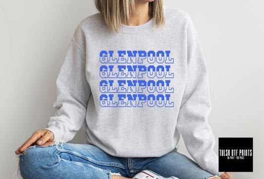 DTF GLENPOOL ROYAL BLUE SPLIT FONT GAME DAY TRANSFER