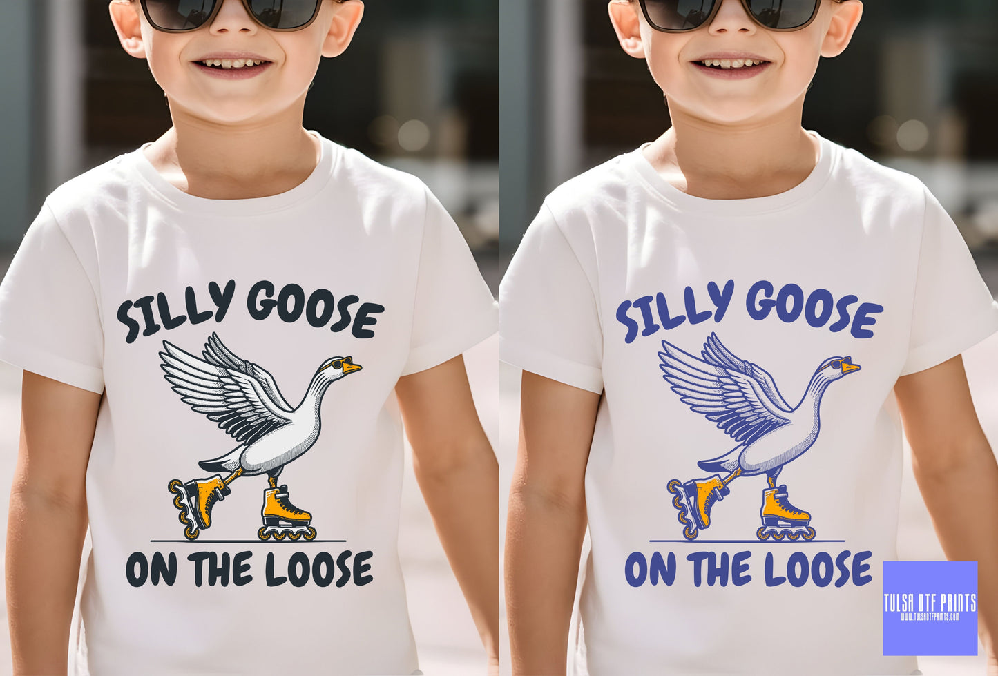 DTF GOOSE PLAYING RETRO ROLLERBLADE (4 COLORS AVAIL.) TRANSFER