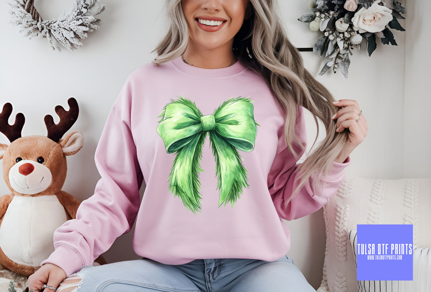 DTF GREEN COQUETTE BOW TRANSFER