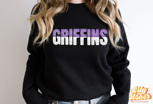 DTF GRIFFINS PURPLE/WHITE GAME DAY SPLIT DESIGN TRANSFER