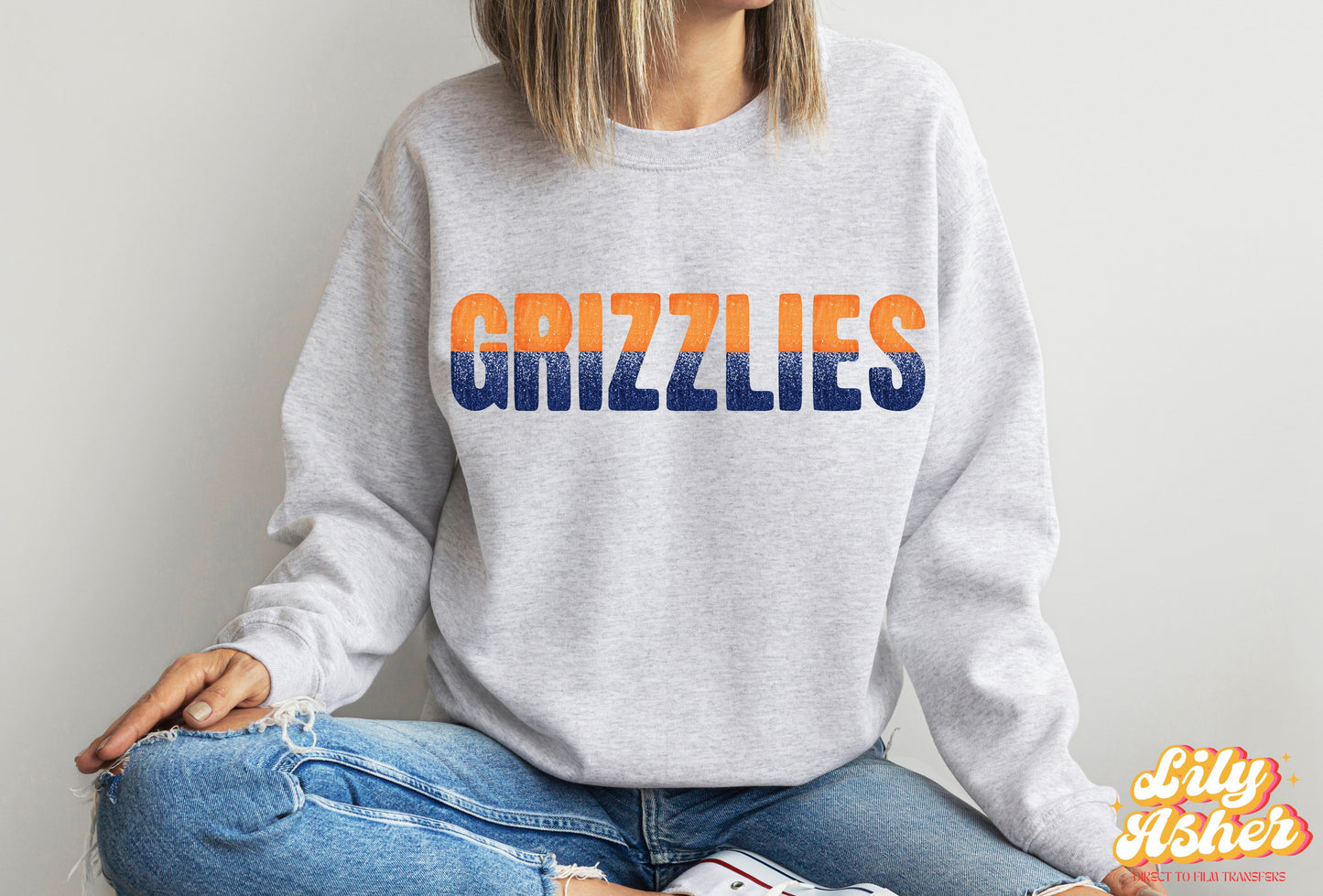 DTF GRIZZLIES ORANGE/NAVY BLUE GAME DAY SPLIT DESIGN TRANSFER