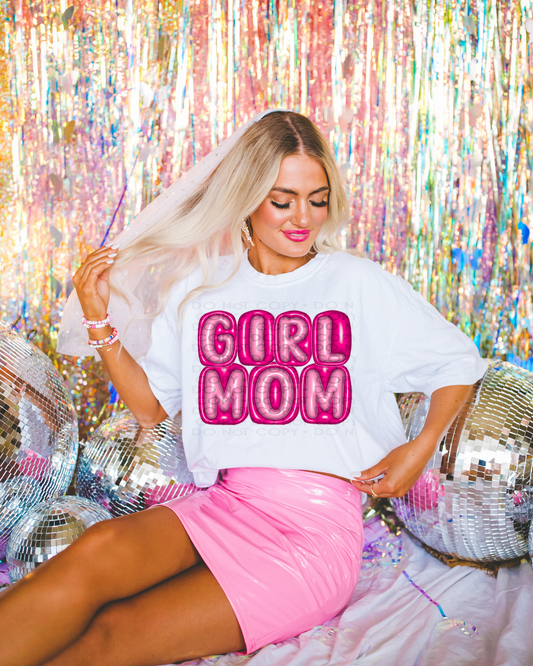 DTF GIRL MOM PINK 3D INFLATED LETTERS TRANSFER