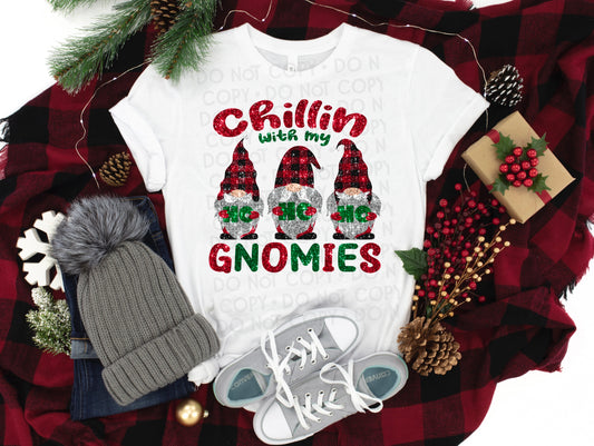 DTF CHILLIN' WITH MY GNOMIES FAUX SEQUIN TRANSFER