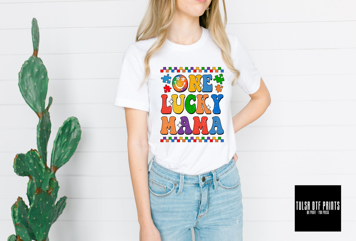 DTF ONE LUCKY MAMA AUTISM AWARENESS TRANSFER