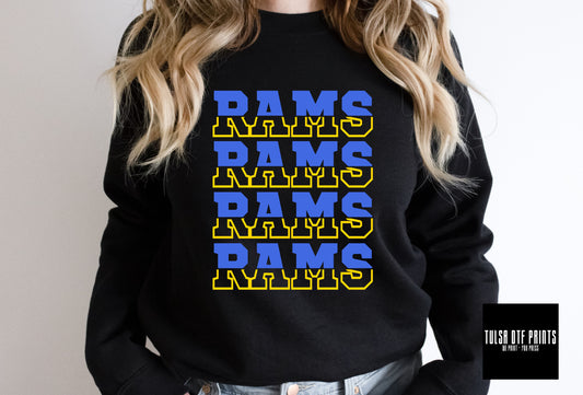 DTF RAMS ROYAL/YELLOW SPLIT FONT GAME DAY TRANSFER