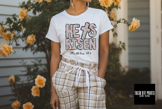 DTF HE IS RISEN FLORAL LETTERS TRANSFER