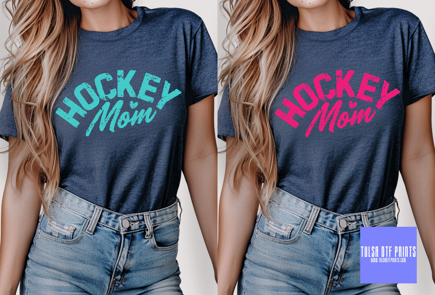 DTF HOCKEY MOM W/ MINI HEART (4 COLORS AVAIL.) TRANSFER