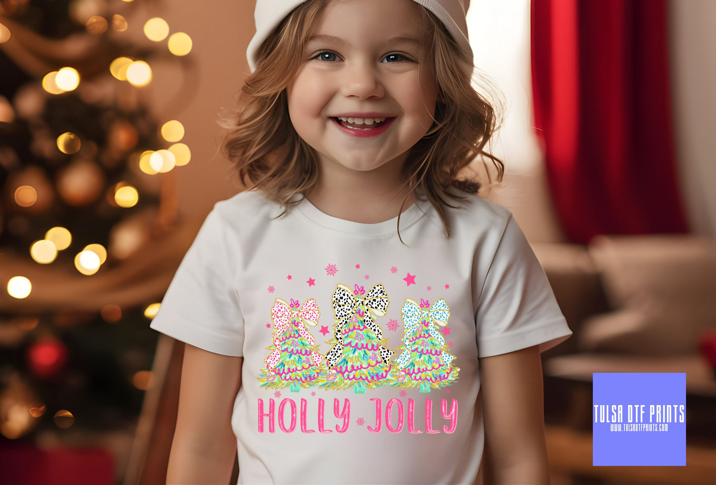 DTF HOLLY JOLLY CHRISTMAS TREE COQUETTE TRANSFER