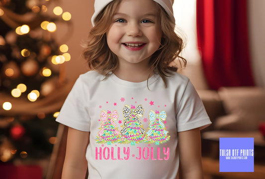 DTF HOLLY JOLLY CHRISTMAS TREE COQUETTE TRANSFER