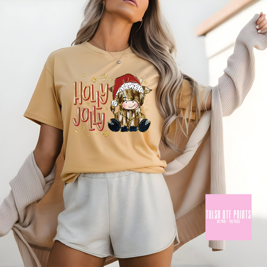 DTF HOLLY JOLLY HIGHLAND COW TRANSFER