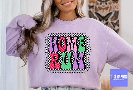 DTF HOME RUN MULTICOLOR CHECKERED TRANSFER