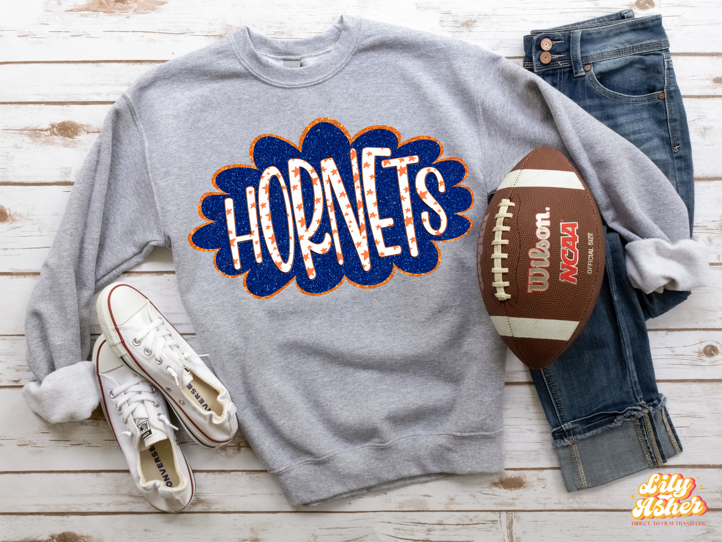 DTF HORNETS BLUE/ORANGE GLITTER CLOUD GAME DAY TRANSFER