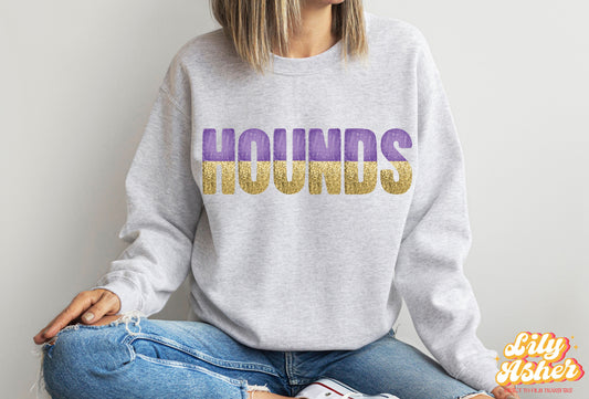 DTF HOUNDS PURPLE/GOLD GAME DAY SPLIT DESIGN TRANSFER