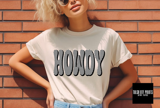 DTF HOWDY GROOVY BLACK/WHITE CHECKERED TRANSFER