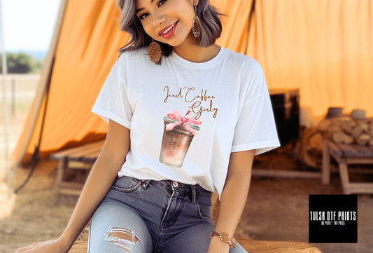 DTF ICED COFFEE GIRLY W/ BOW TRANSFER