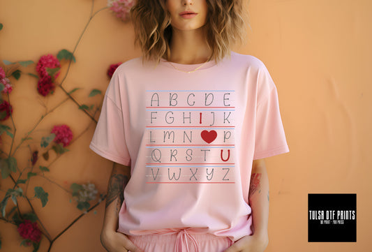 DTF I HEART YOU ALPHABET TRANSFER