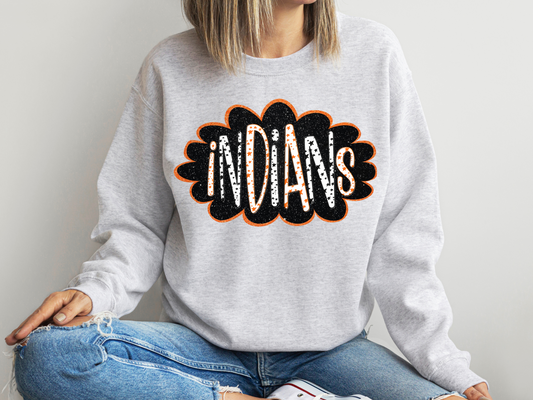 DTF INDIANS ORANGE/BLACK GLITTER CLOUD GAME DAY TRANSFER