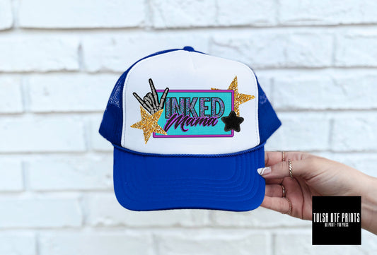 DTF INKED MAMA FAUX HAT PATCH TRANSFER
