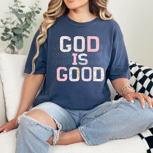DTF GOD IS GOOD FLORAL PATCH TRANSFER
