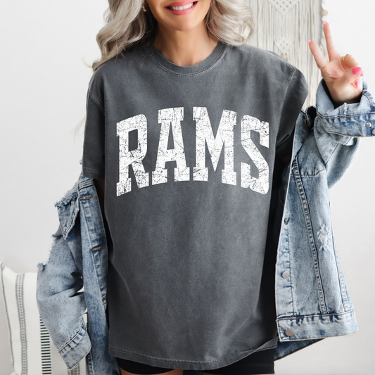 DTF CURVED DISTRESSED RAMS PNG