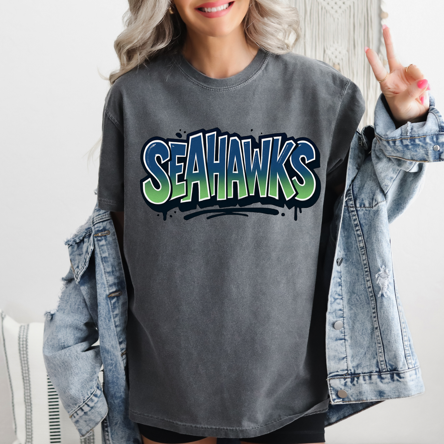 DTF SEAHAWKS GREEN/NAVY GRAFFITI PNG