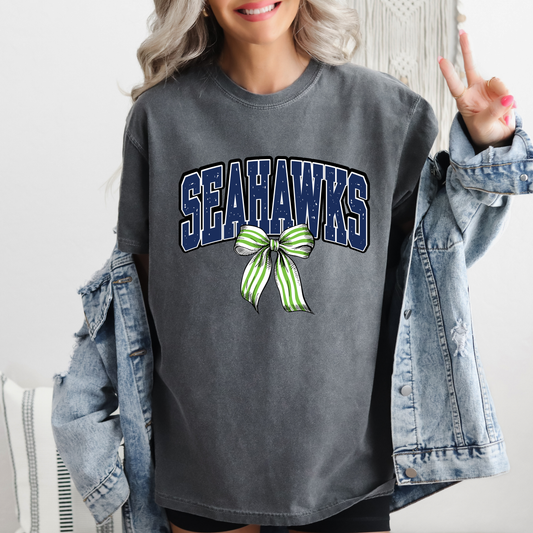 DTF SEAHAWKS GREEN/NAVY BOW PNG