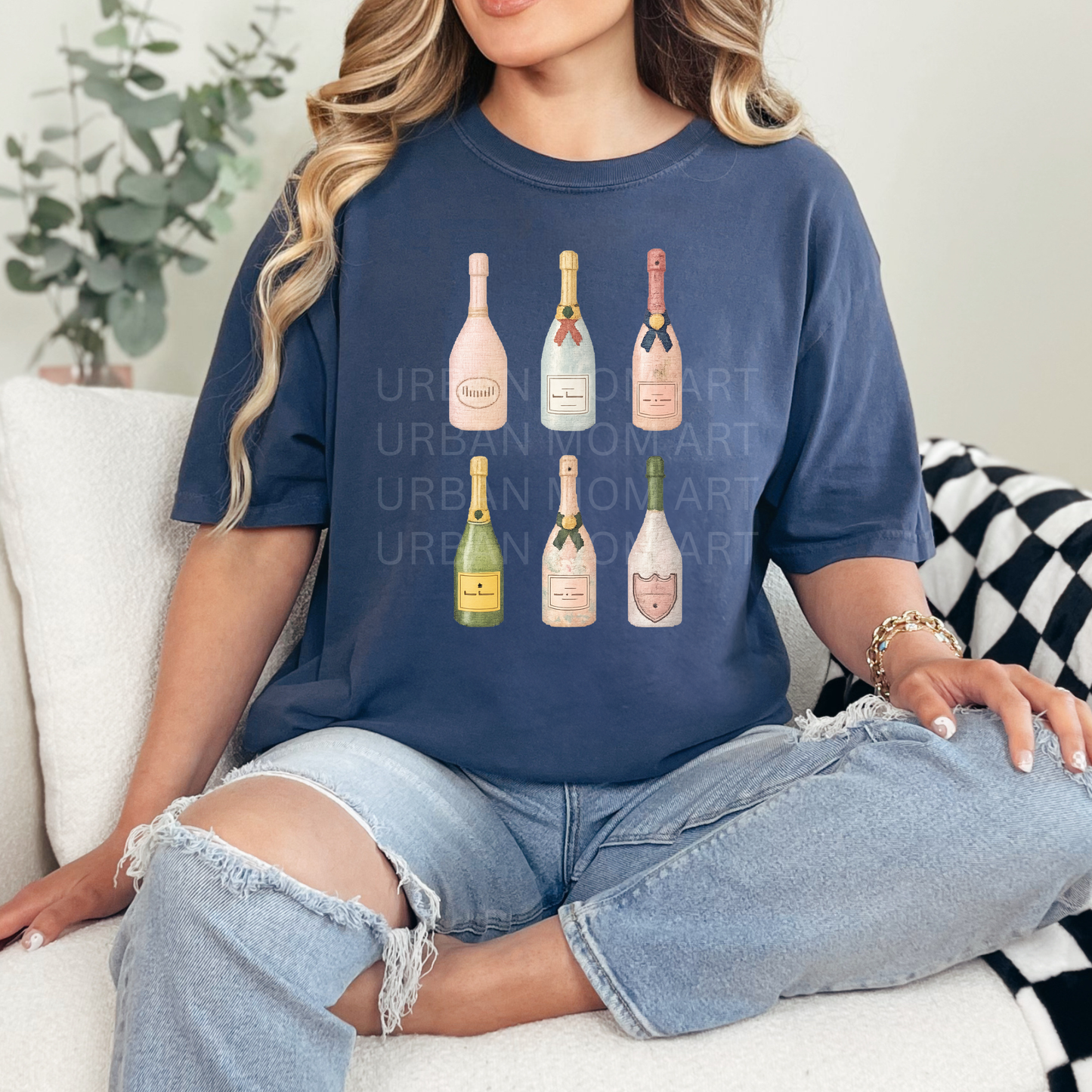 DTF CHAMPAGNE BOTTLES TRANSFER