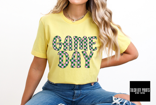 DTF GAME DAY PINK/GREEN CHECKERED PATTERN TRANSFER