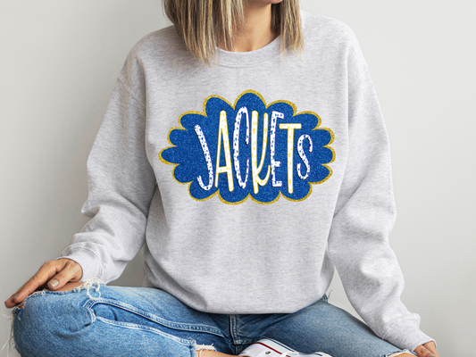 DTF JACKETS BLUE/YELLOW GOLD GLITTER CLOUD GAME DAY TRANSFER