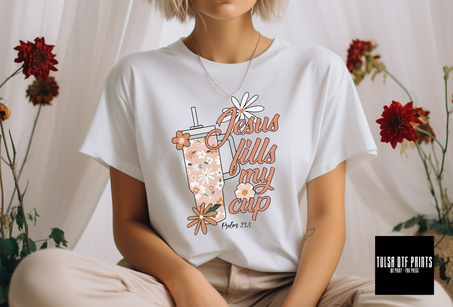 DTF JESUS FILLS MY CUP PEACH TRANSFER