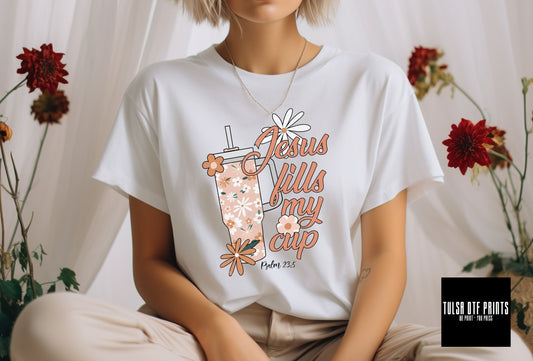DTF JESUS FILLS MY CUP PEACH TRANSFER