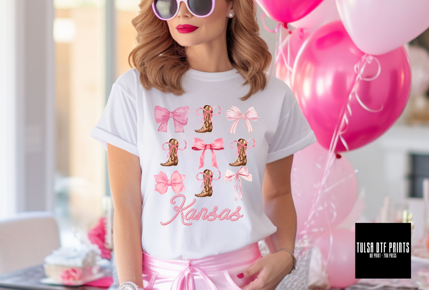 DTF COQUETTE KANSAS BOOTS AND BOWS TRANSFER